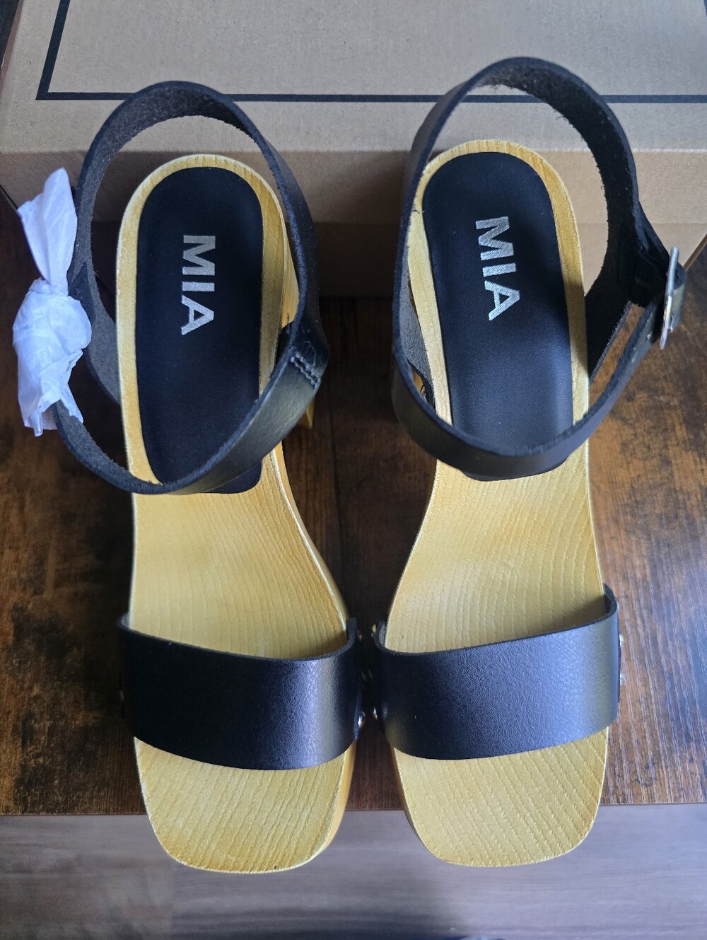 Stylish Black and Tan Wedge Sandals - Picture 8 of 13